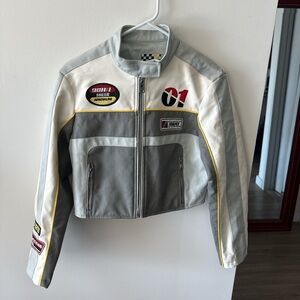 Bershka Gray and White Bomber Jacket